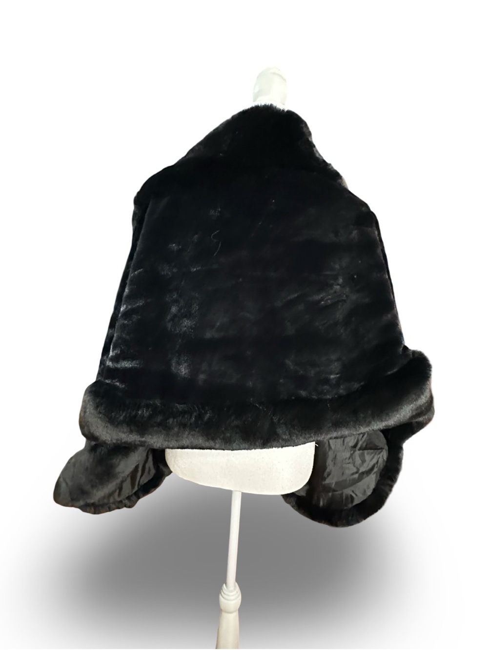 Black Faux Fur Shawl Wrap, NWOT